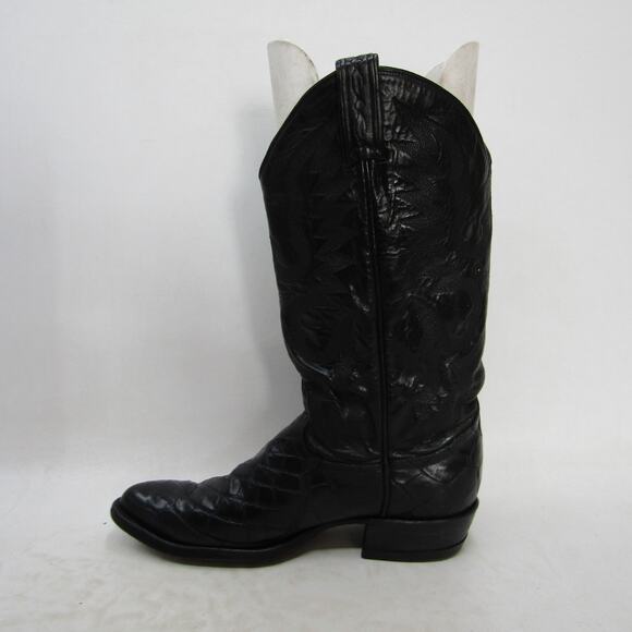TONY LAMA Gold Label Mens Size 7 D Black Leather Alligator Belly Cowboy Boots main image 2